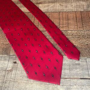 Bergamo New York Tie -  4" Red Geometric 100% Silk Necktie - Men's Classic 64”